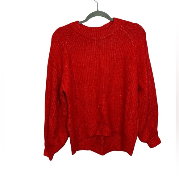 Scoop NYC Red Balloon Sleeve Sweater - Picture 1 of 5